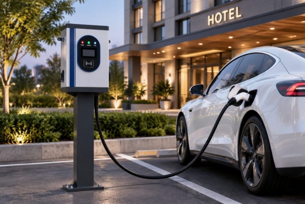Pedestal Mounted EV Charging Stations for Hotel Parking